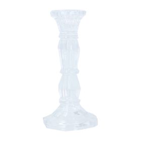 Clear Glass Moulded Candlestick Medium